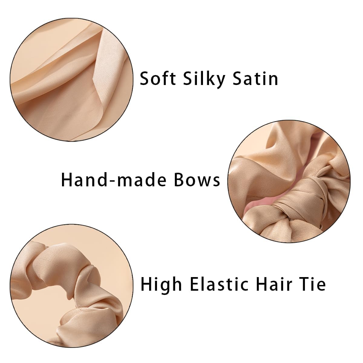 Satin Bow Hair Scrunchies, Soft Scarf Ponytail Hair Ties Scrunchies - set of 4