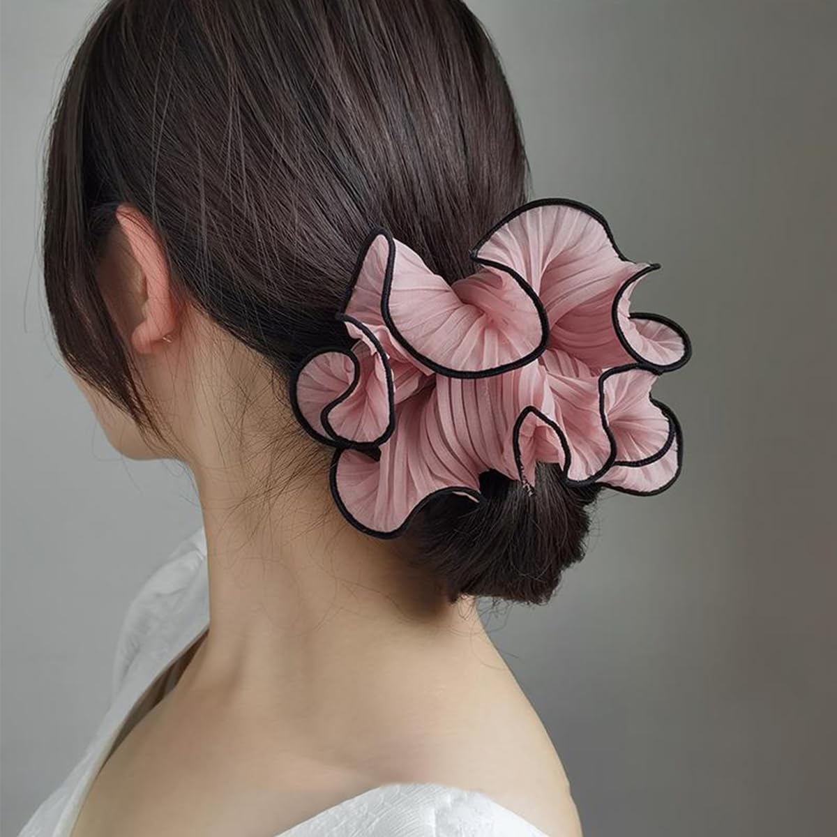 Large Pleated Chiffon Hair Scrunchies Hair Ties Extra Large Scrunchy  - set of 4