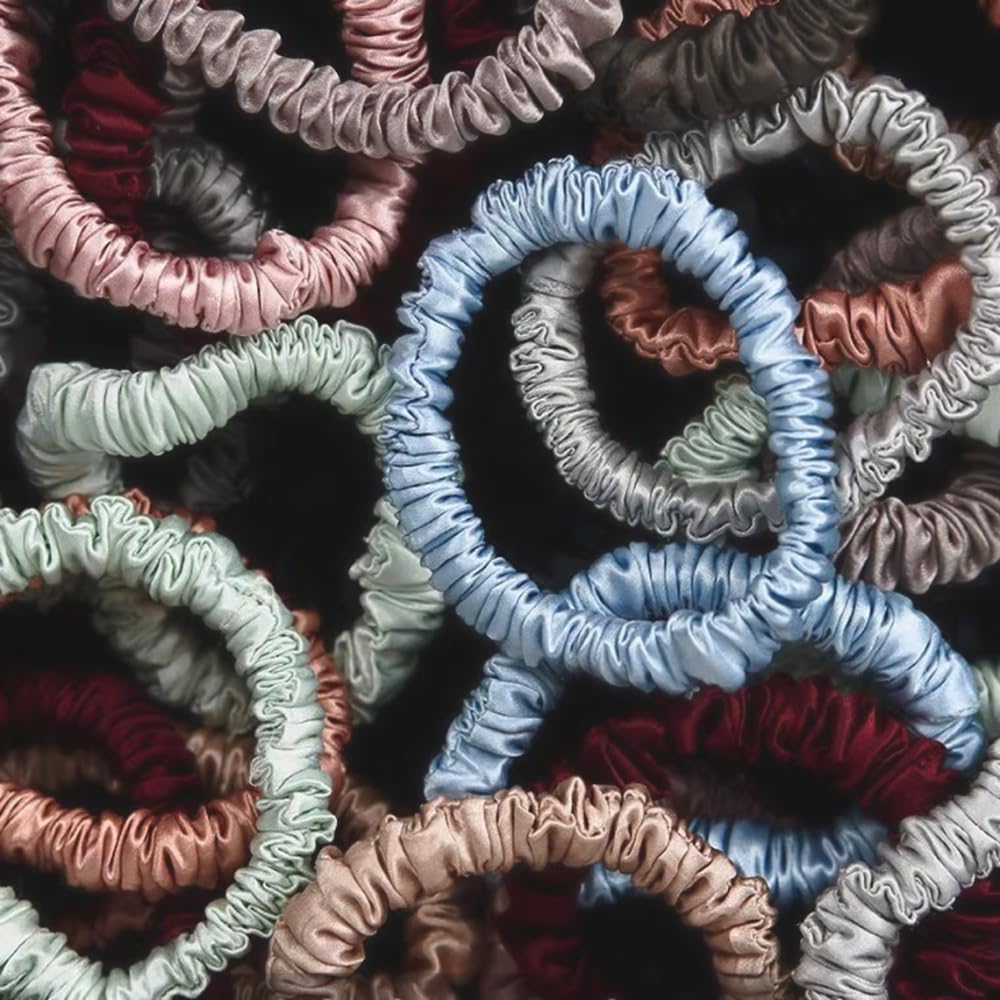 Mini Satin Scrunchies for Women & Girls Small Silk Hair Scrunchies - set of 12