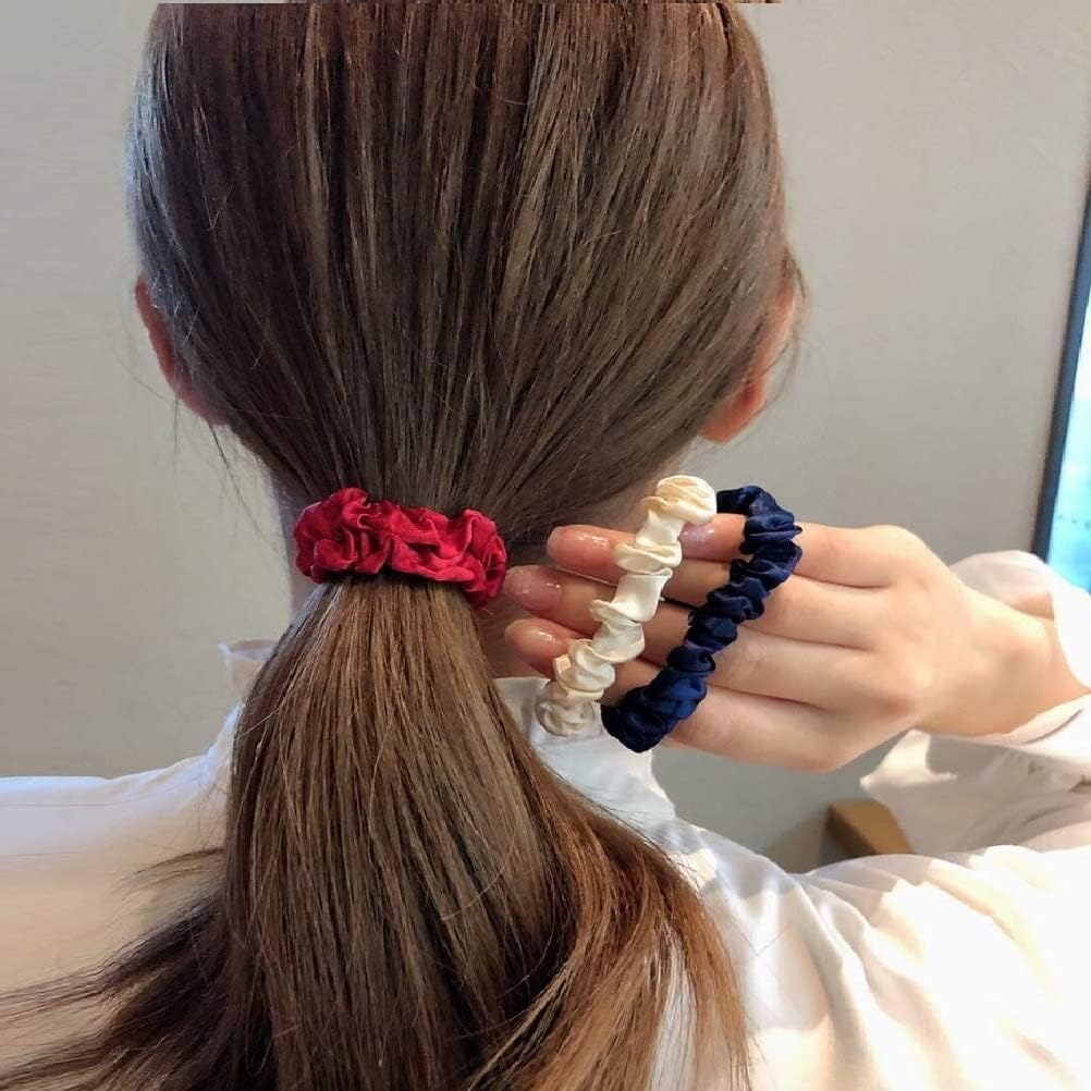Mini Satin Scrunchies for Women & Girls Small Silk Hair Scrunchies - set of 12