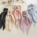 Satin Bow Hair Scrunchies, Soft Scarf Ponytail Hair Ties Scrunchies - set of 4