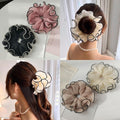 Large Pleated Chiffon Hair Scrunchies Hair Ties Extra Large Scrunchy  - set of 4
