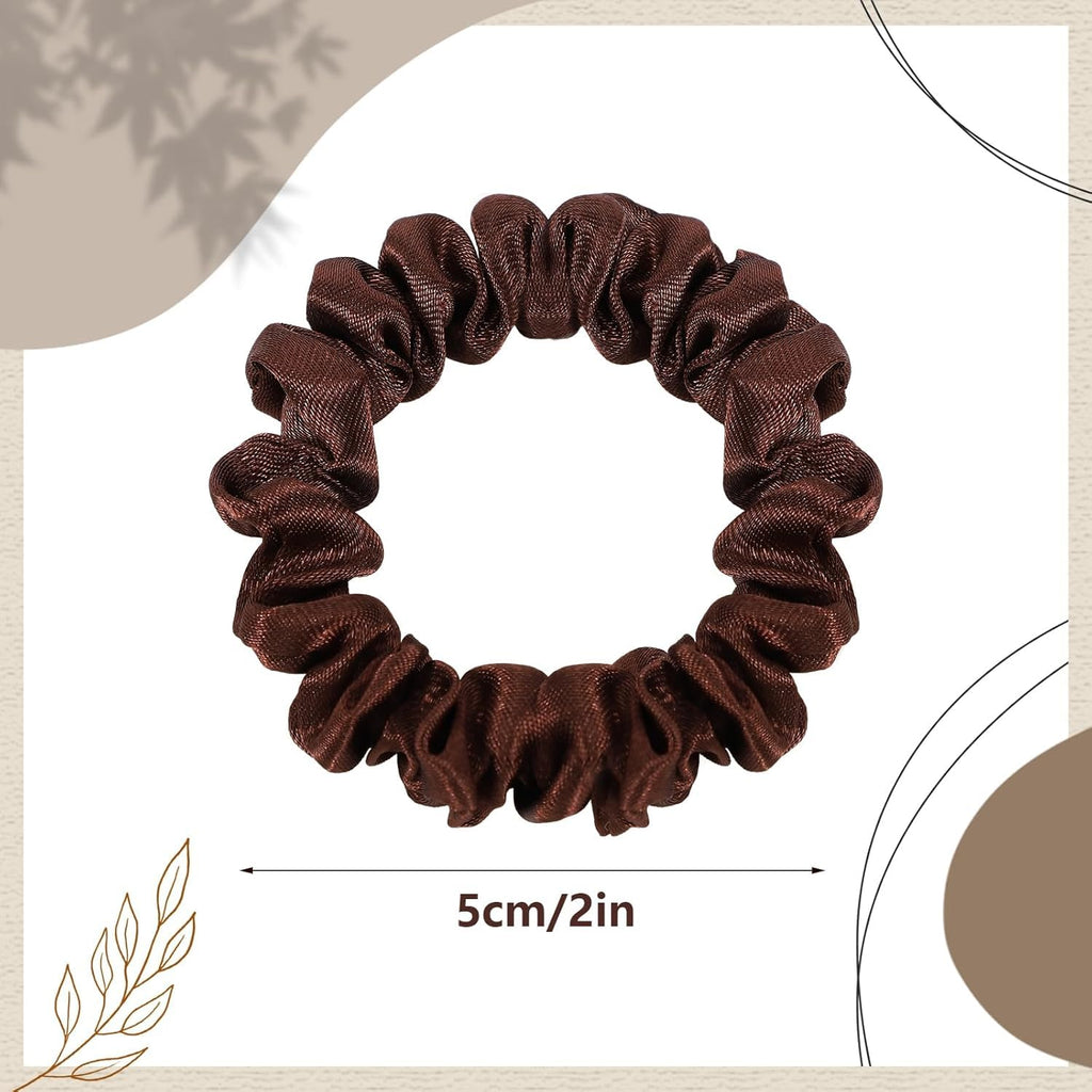 Mini Satin Scrunchies for Women & Girls Small Silk Hair Scrunchies - set of 12