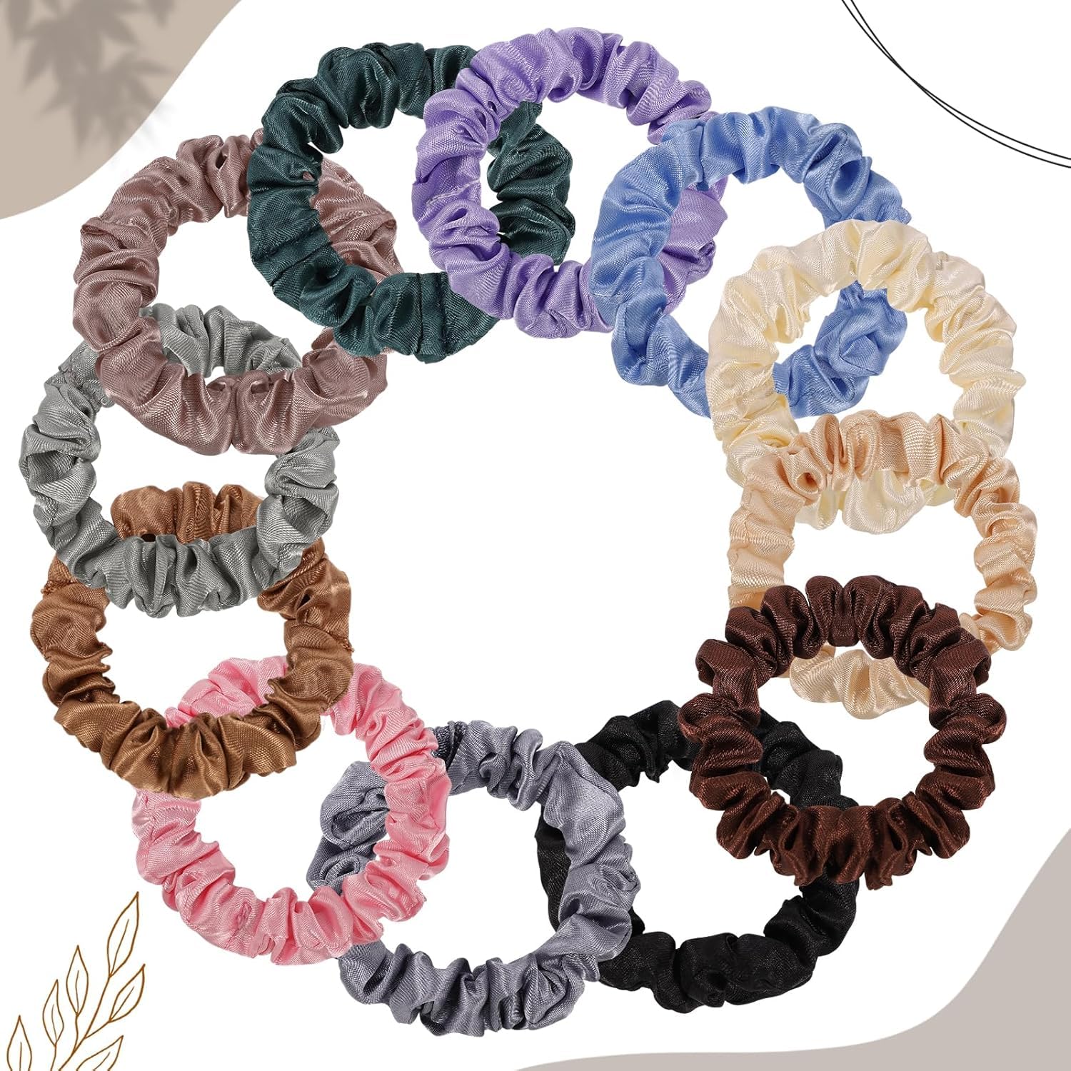 Mini Satin Scrunchies for Women & Girls Small Silk Hair Scrunchies - set of 12