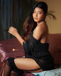 Sheer Lace Babydoll with Satin Robe Set