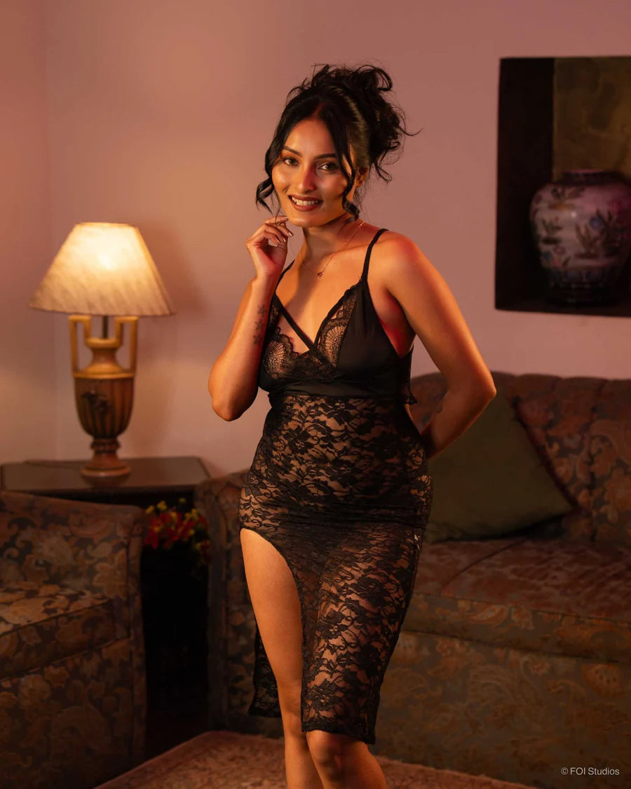 Elegant Floral Lace Nightdress